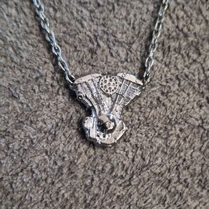 Vintage Harley-Davidson Silver Engine Necklace